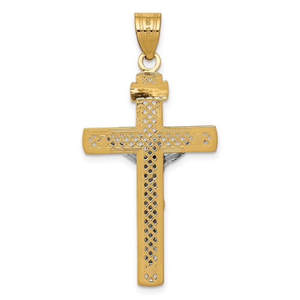 10k Two-Tone D/C Large Block Lattice Cross W/Cruc… - image 4